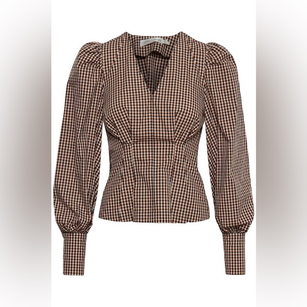 INWEAR PEDRINE PUFF SLEEVE CHECK PRINT‎ BLOUSE size 4 NWT